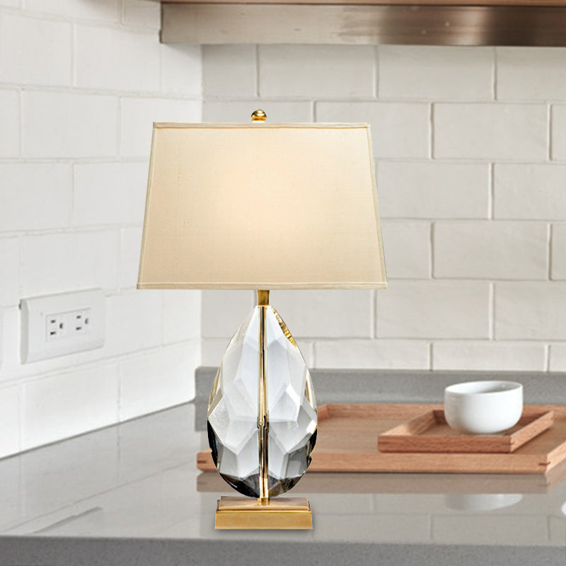Droplet Shape Task Lighting Modernist Faceted Crystal 1 Bulb Reading Lamp in Gold