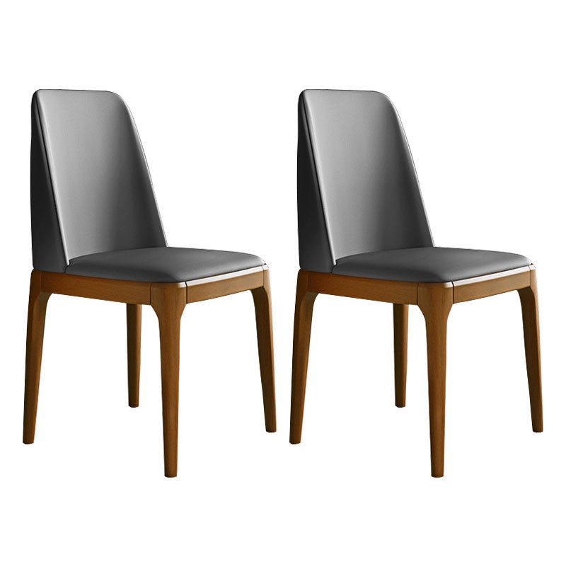 Industrial Rubberwood Parsons Essstuhl Matte Finish Lederseitenstuhl (2)