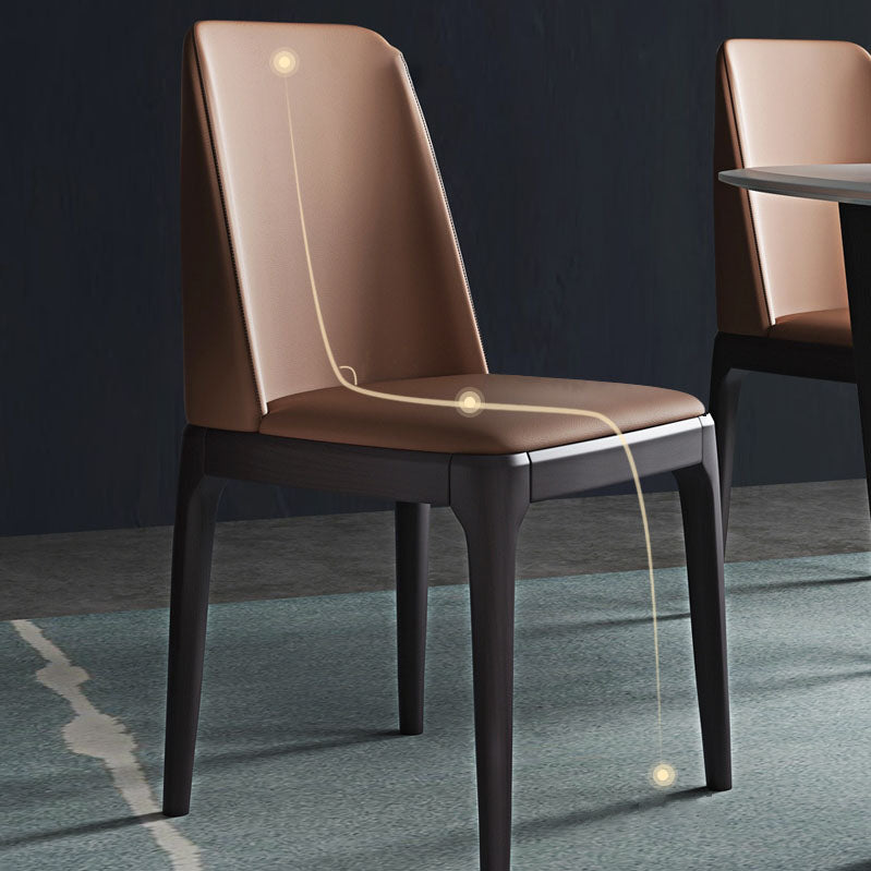 Silla de comedor de madera de goma industrial para acabado mate de cuero silla lateral (juego de 2)