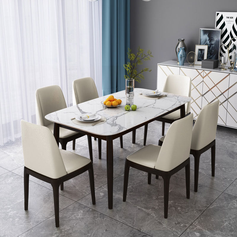 Silla de comedor de madera de goma industrial para acabado mate de cuero silla lateral (juego de 2)