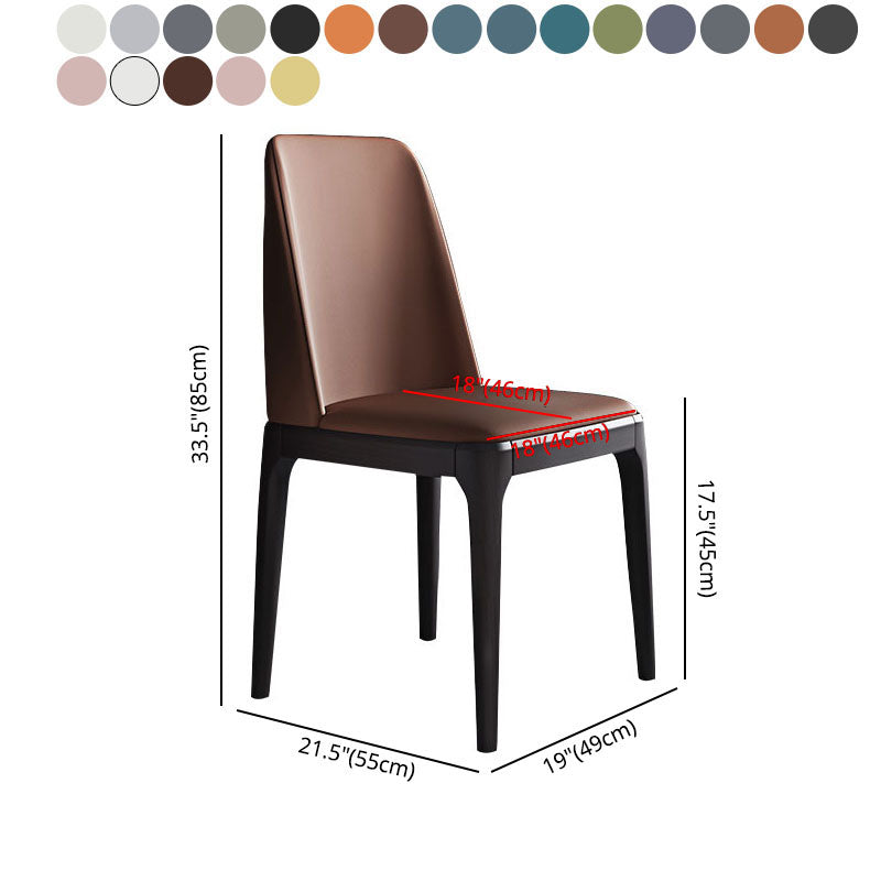 Industrial Rubberwood Parsons Essstuhl Matte Finish Lederseitenstuhl (2)