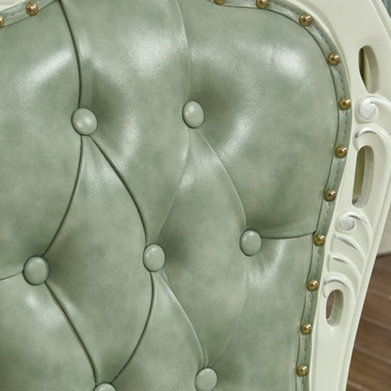 Silla victoriana de madera de caucho con respaldo King Louis, silla de comedor de cuero con acabado mate (juego de 2)