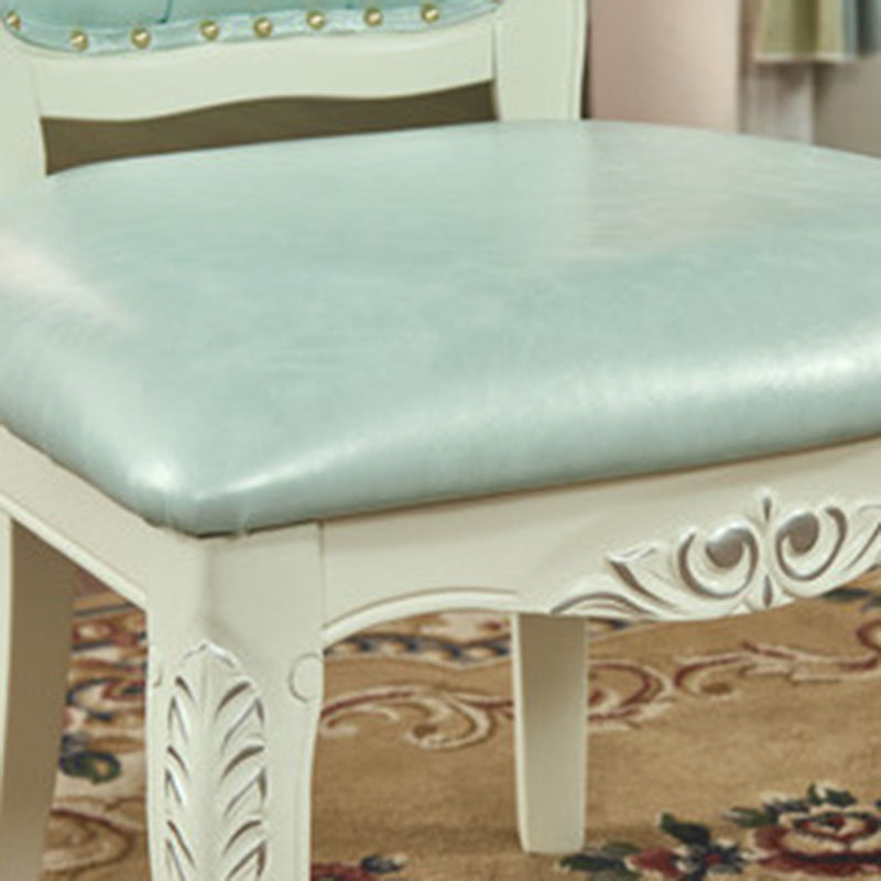 Silla victoriana de madera de caucho con respaldo King Louis, silla de comedor de cuero con acabado mate (juego de 2)