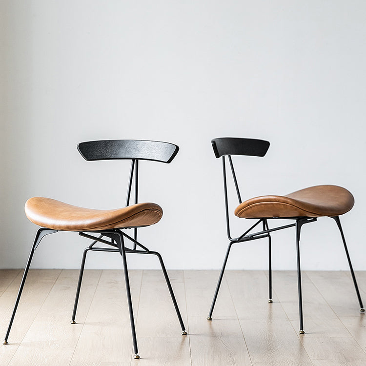 Silla lateral casera tapizada industrial con acabado mate, parte trasera abierta, sillas de comedor