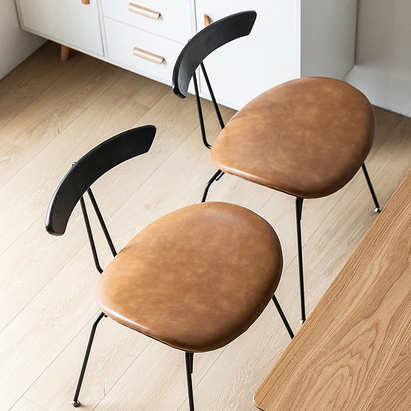 Silla lateral casera tapizada industrial con acabado mate, parte trasera abierta, sillas de comedor