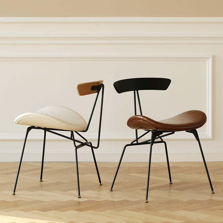 Silla lateral casera tapizada industrial con acabado mate, parte trasera abierta, sillas de comedor