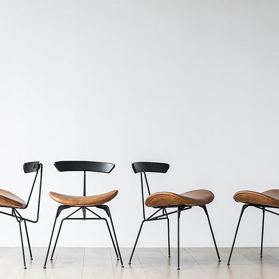 Silla lateral casera tapizada industrial con acabado mate, parte trasera abierta, sillas de comedor