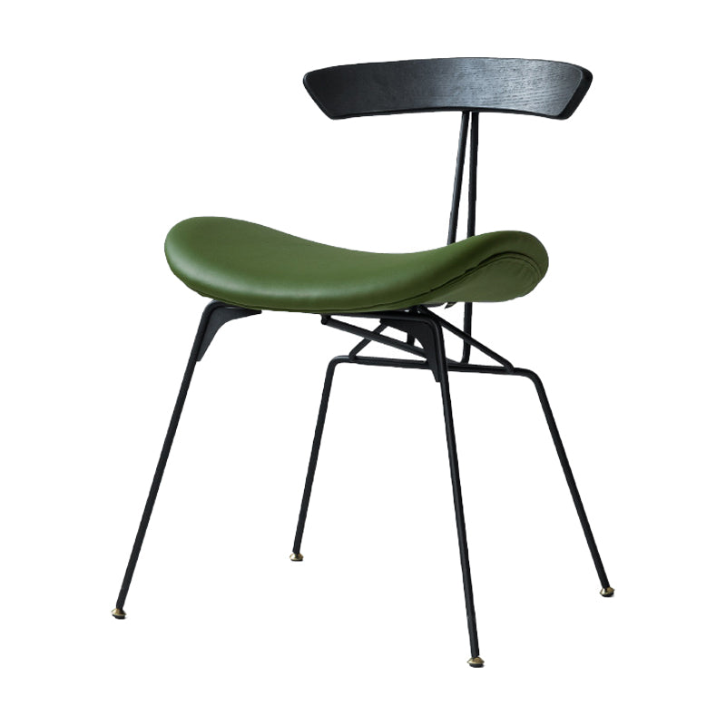 Silla lateral casera tapizada industrial con acabado mate, parte trasera abierta, sillas de comedor