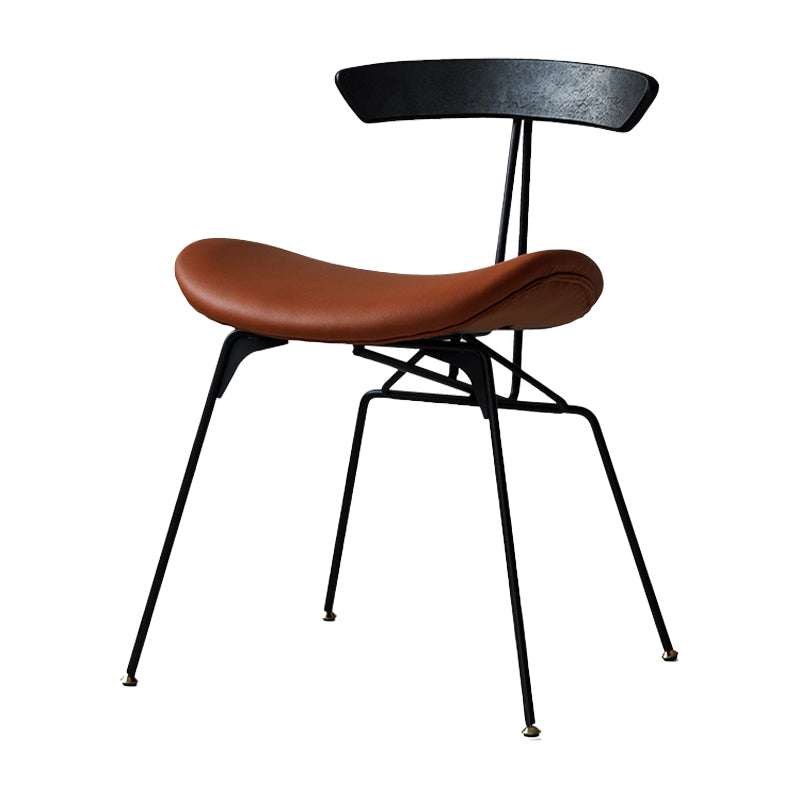 Silla lateral casera tapizada industrial con acabado mate, parte trasera abierta, sillas de comedor