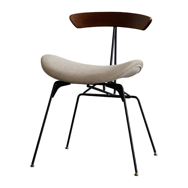 Silla lateral casera tapizada industrial con acabado mate, parte trasera abierta, sillas de comedor