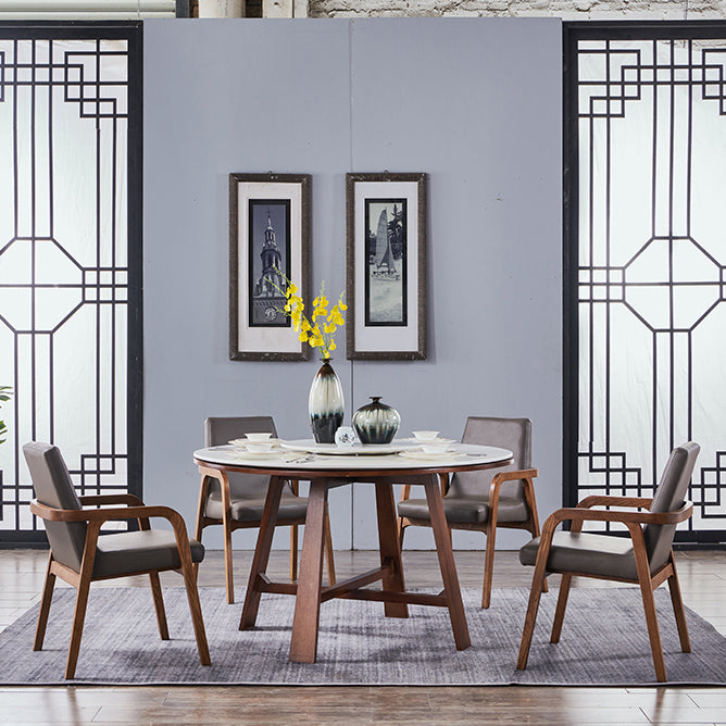 Silla de madera de fresno de estilo tradicional, silla de comedor individual con brazo trasero sólido de cocina