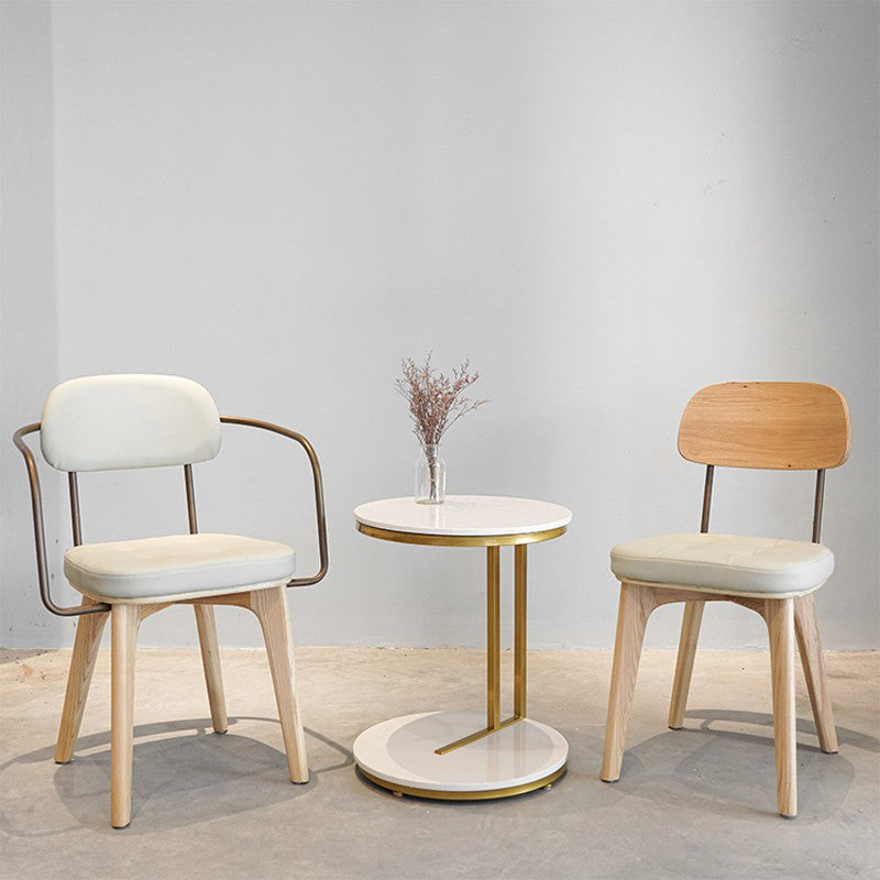 Silla de comedor tradicional de madera, cafetería, silla lateral de comedor sin brazos con respaldo abierto (juego de 2)