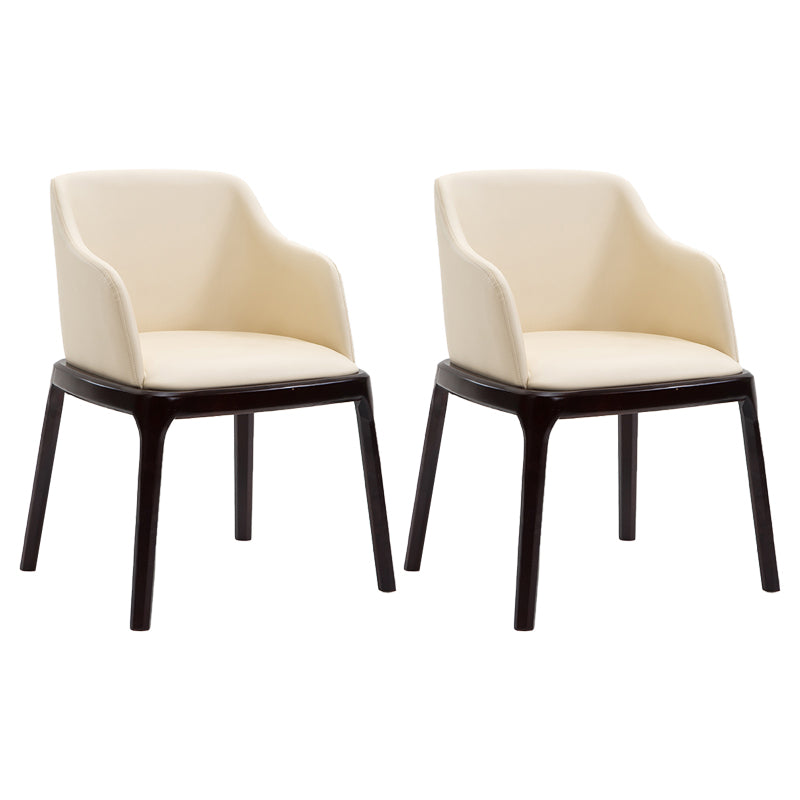 Silla de comedor escandinava de cuero con acabado mate y respaldo macizo (juego de 2)