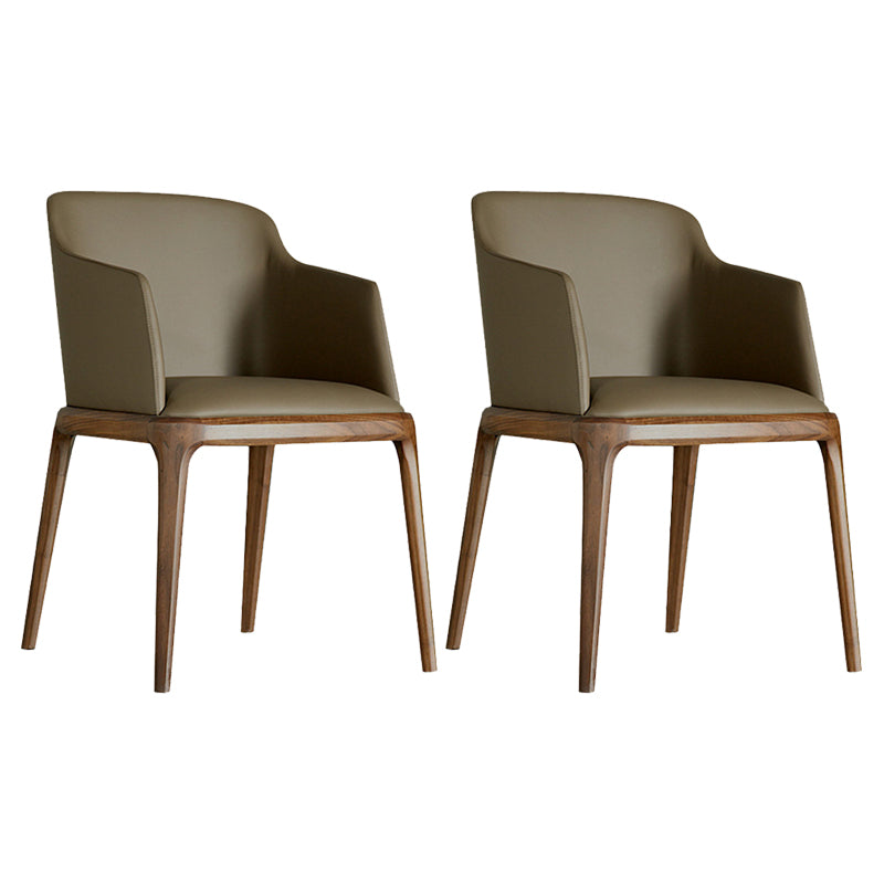 Silla de comedor escandinava de cuero con acabado mate y respaldo macizo (juego de 2)