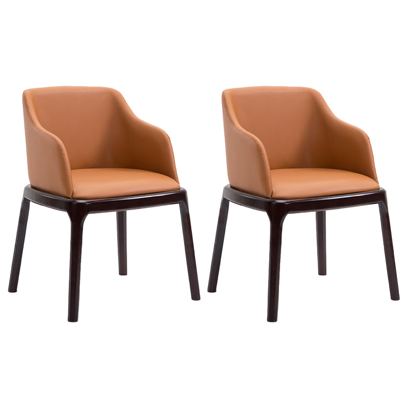 Silla de comedor escandinava de cuero con acabado mate y respaldo macizo (juego de 2)