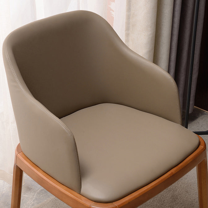 Silla de comedor escandinava de cuero con acabado mate y respaldo macizo (juego de 2)