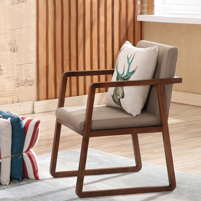 Silla lateral de comedor de madera tradicional, silla de comedor con respaldo sólido para el hogar con brazo