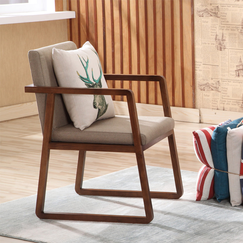 Silla lateral de comedor de madera tradicional, silla de comedor con respaldo sólido para el hogar con brazo