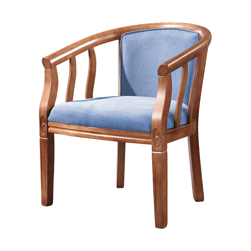 Silla sin brazos de comedor de madera tradicional, silla de comedor de tela de lino para restaurante