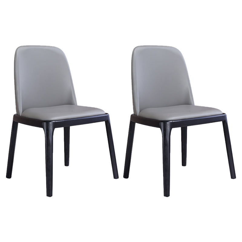 Silla auxiliar Industrial Ash Parsons de cuero con acabado mate (juego de 2)