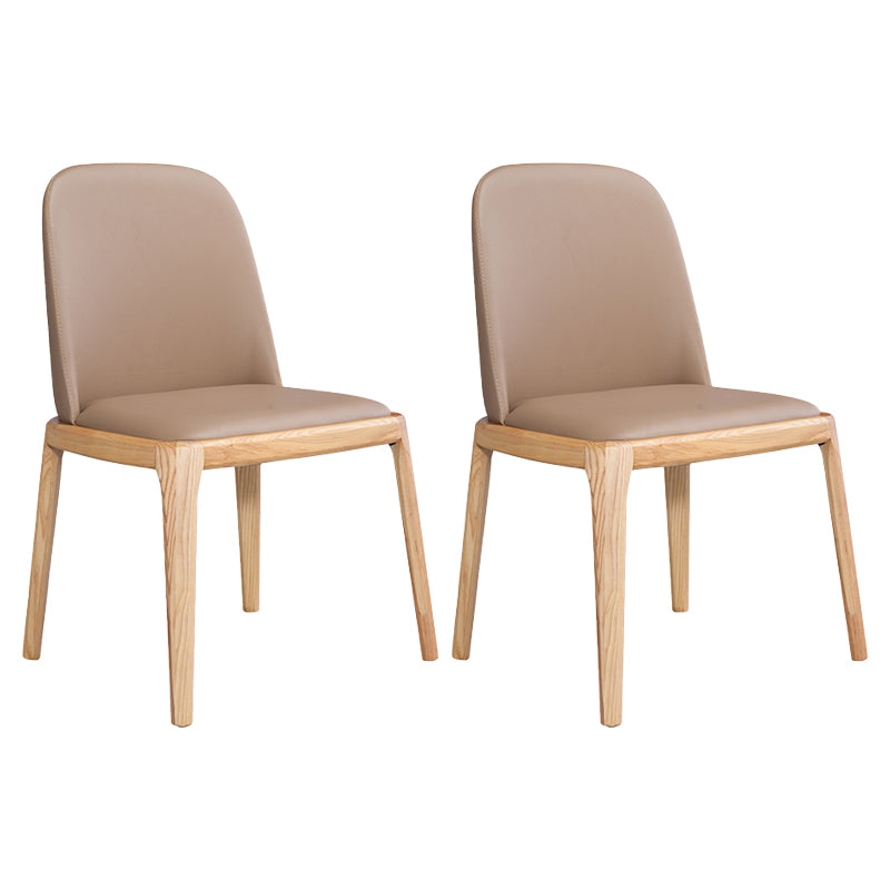 Silla auxiliar Industrial Ash Parsons de cuero con acabado mate (juego de 2)