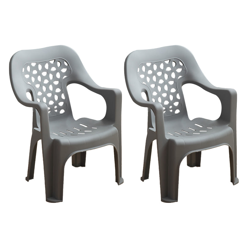 Chaise latérale de salle à manger de style moderne, chaise latérale de salle à manger à dossier ouvert en plastique avec bras