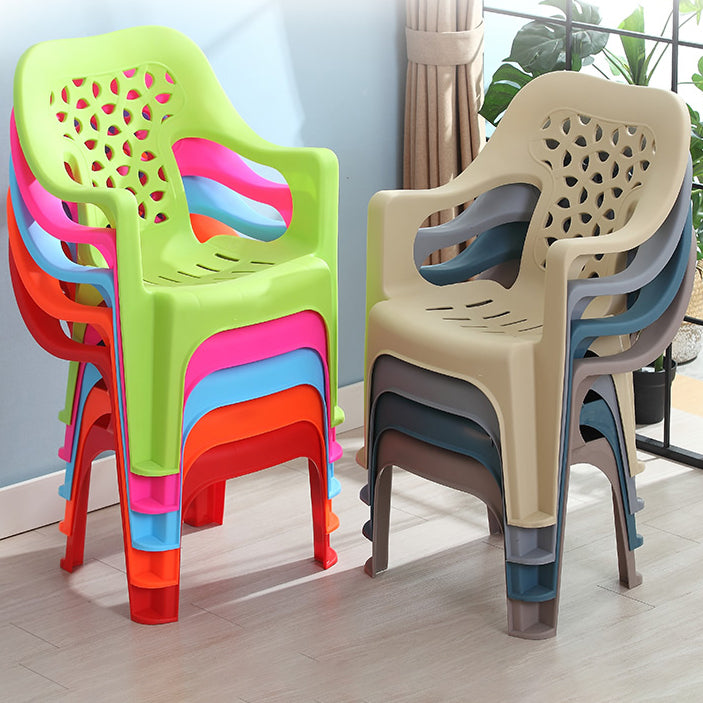 Chaise latérale de salle à manger de style moderne, chaise latérale de salle à manger à dossier ouvert en plastique avec bras