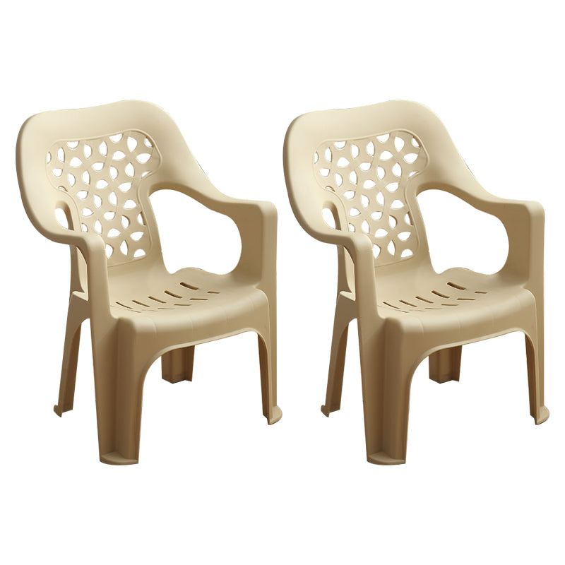 Chaise latérale de salle à manger de style moderne, chaise latérale de salle à manger à dossier ouvert en plastique avec bras