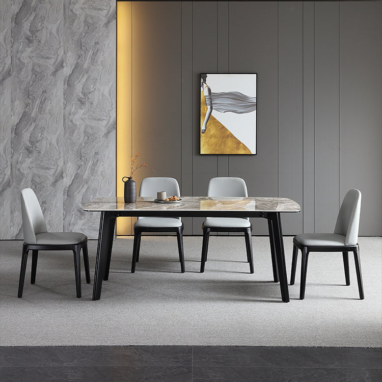 Chaise de salle à manger industrielle en bois, chaises sans accoudoirs en Faux cuir pour usage domestique
