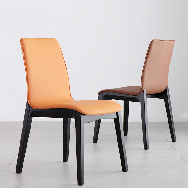 Scandinavian Indoor Side Chair Wood Upholstered Solid Back Single Dining Room Chair