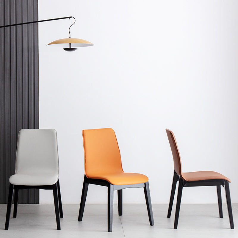 Scandinavian Indoor Side Chair Wood Upholstered Solid Back Single Dining Room Chair
