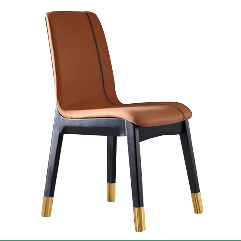 Scandinavian Indoor Side Chair Wood Upholstered Solid Back Single Dining Room Chair