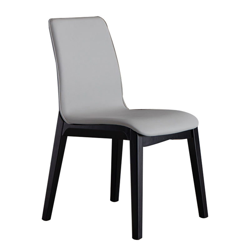 Scandinavian Indoor Side Chair Wood Upholstered Solid Back Single Dining Room Chair