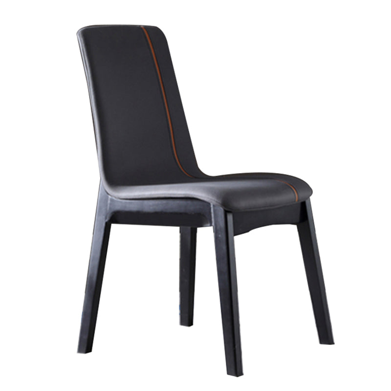 Scandinavian Indoor Side Chair Wood Upholstered Solid Back Single Dining Room Chair