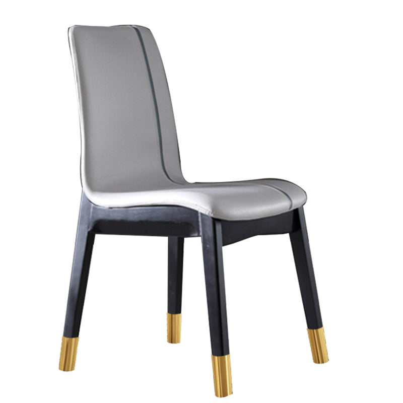 Scandinavian Indoor Side Chair Wood Upholstered Solid Back Single Dining Room Chair