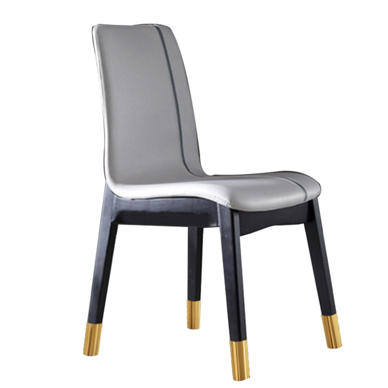 Scandinavian Indoor Side Chair Wood Upholstered Solid Back Single Dining Room Chair