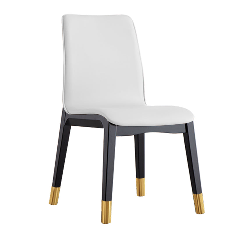 Scandinavian Indoor Side Chair Wood Upholstered Solid Back Single Dining Room Chair