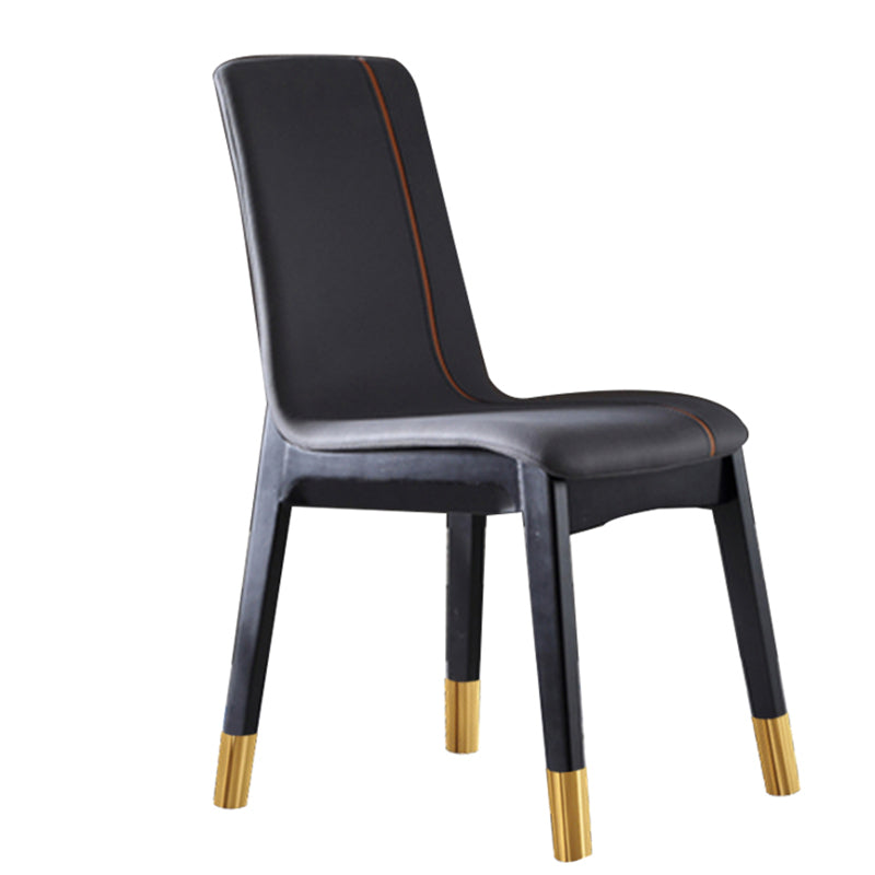 Scandinavian Indoor Side Chair Wood Upholstered Solid Back Single Dining Room Chair