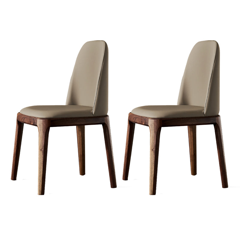 Home Upholstered Dining Side Chairs Armless Chairs with Wood Legs (Set of 2)