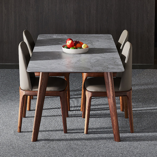 Home Upholstered Dining Side Chairs Armless Chairs with Wood Legs (Set of 2)