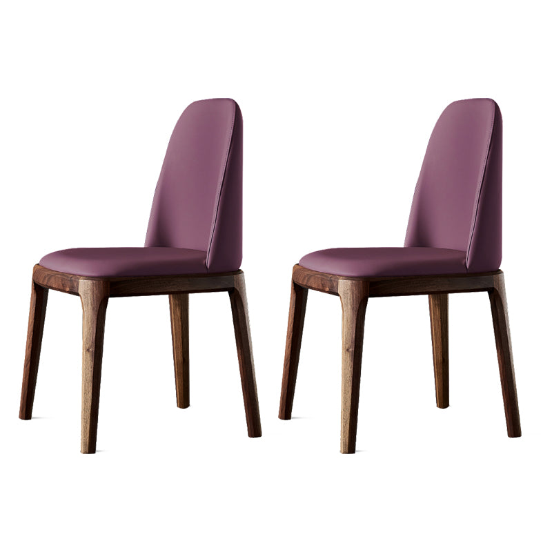 Home Upholstered Dining Side Chairs Armless Chairs with Wood Legs (Set of 2)