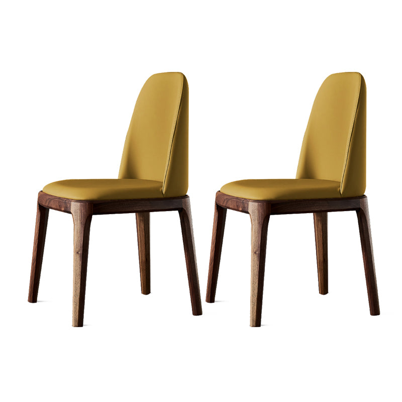 Home Upholstered Dining Side Chairs Armless Chairs with Wood Legs (Set of 2)