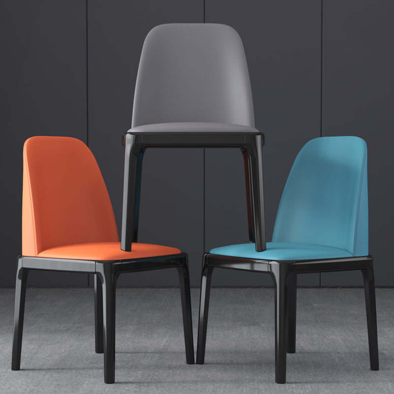 Industrial Rubberwood Parsons Side Chair Matte Finish Leather Dining Chair (Set of 2)