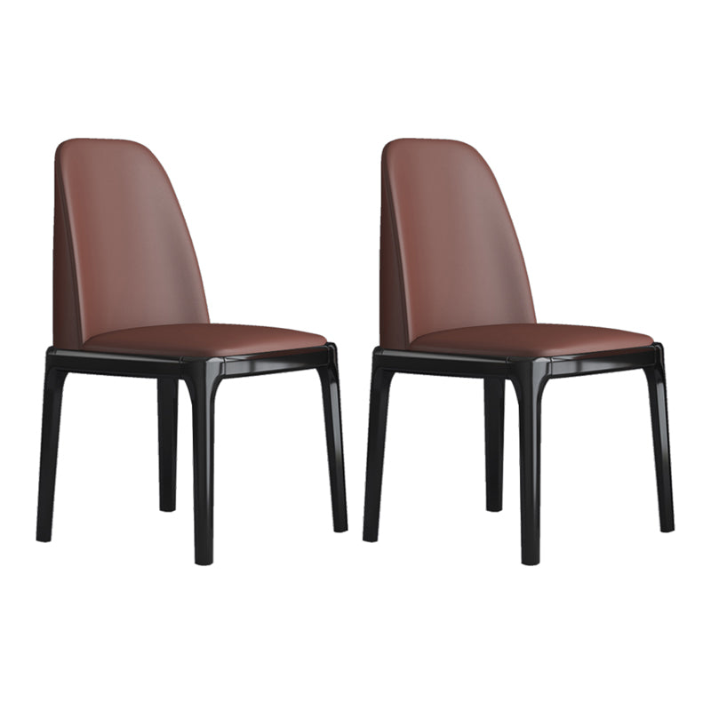 Industrial Rubberwood Parsons Side Chair Matte Finish Leather Dining Chair (Set of 2)