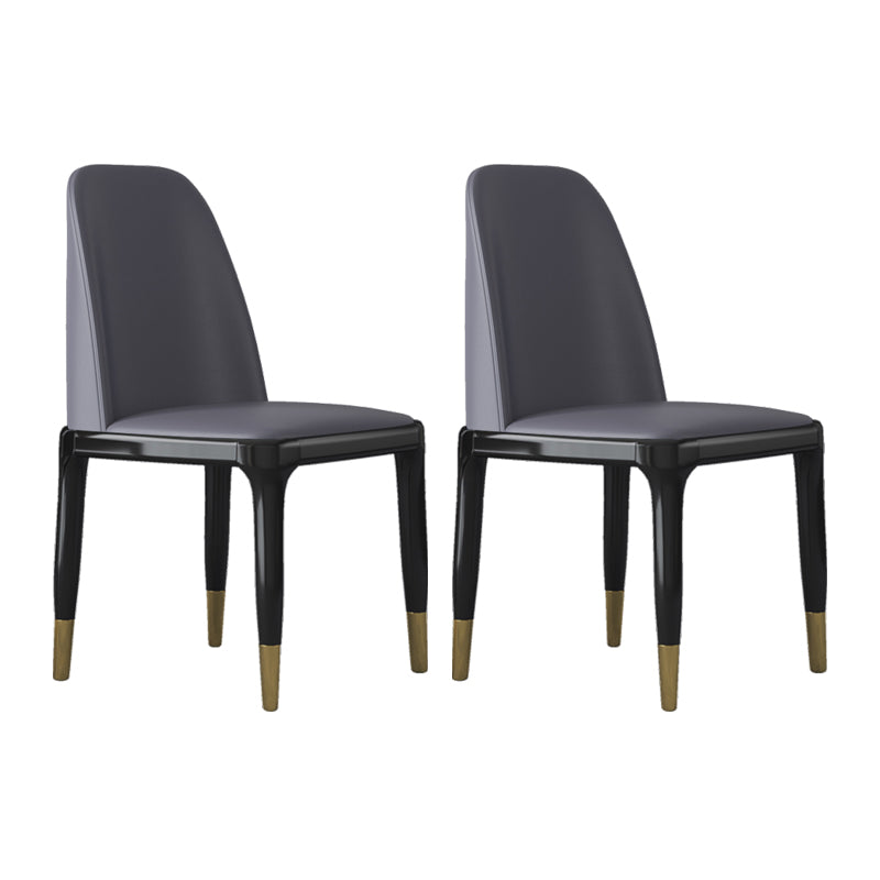 Industrial Rubberwood Parsons Side Chair Matte Finish Leather Dining Chair (Set of 2)