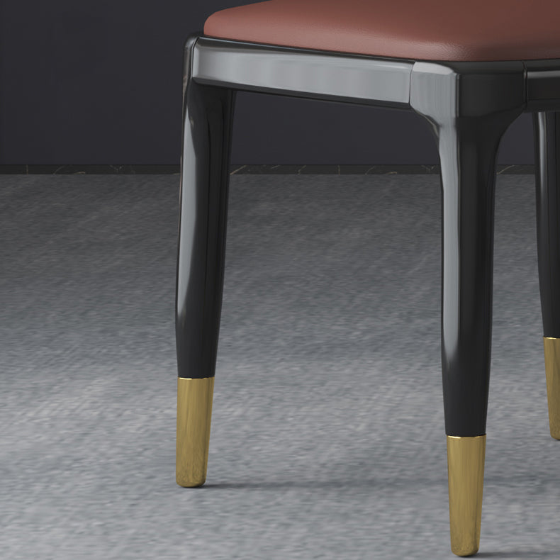 Industrial Rubberwood Parsons Side Chair Matte Finish Leather Dining Chair (Set of 2)
