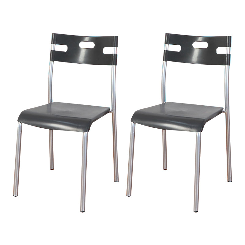 Minimalist Style Colorful Plastic Dining Armless Chair Open Back Dining Side Chair