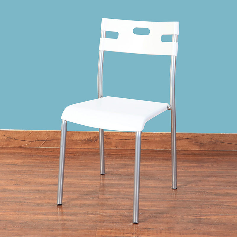 Minimalist Style Colorful Plastic Dining Armless Chair Open Back Dining Side Chair