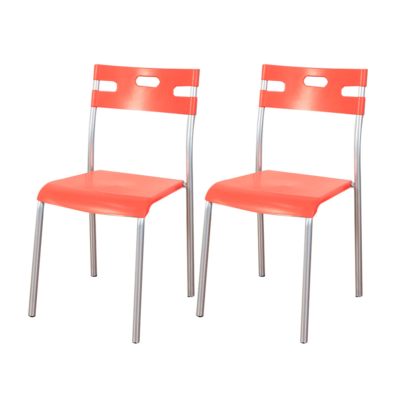 Minimalist Style Colorful Plastic Dining Armless Chair Open Back Dining Side Chair