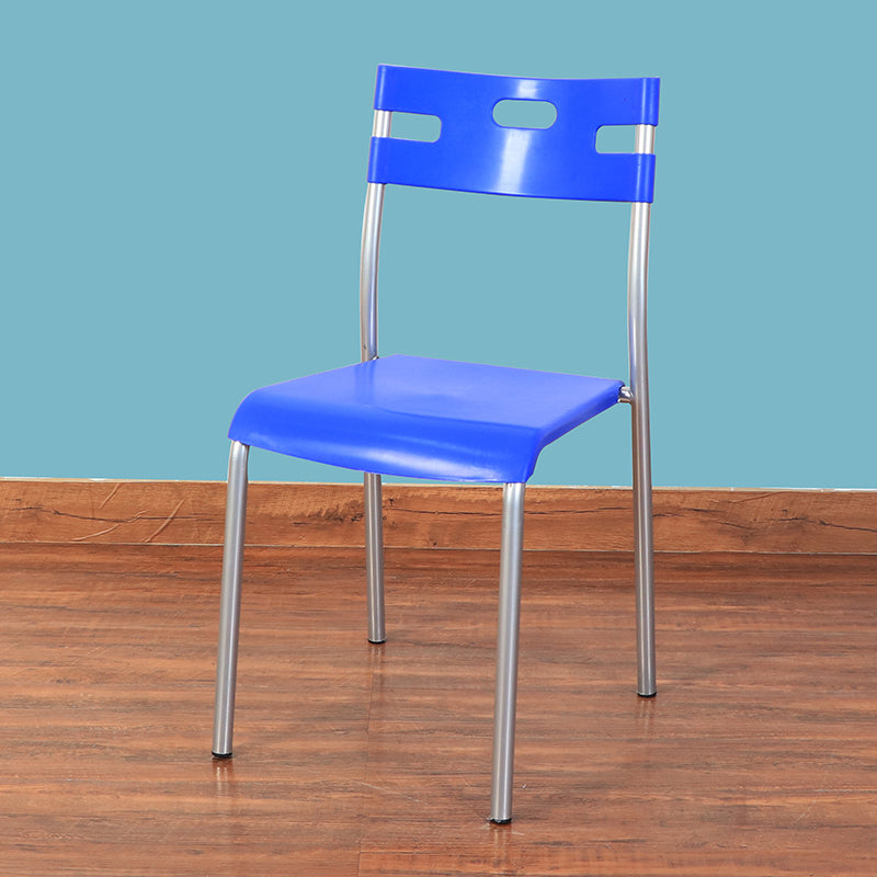 Minimalist Style Colorful Plastic Dining Armless Chair Open Back Dining Side Chair